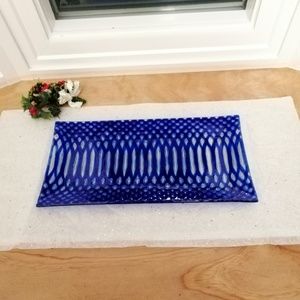 Blue Honeycomb serving plate, Vintage 1980s